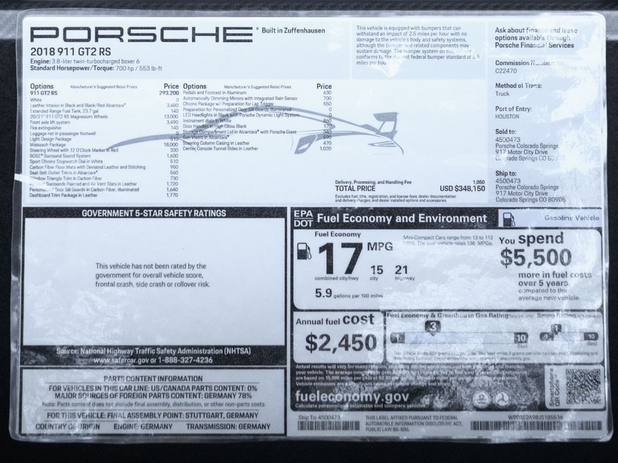 2018 Porsche GT2RS