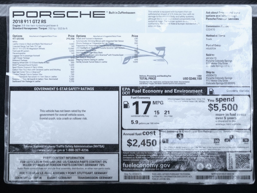 2018 Porsche 911 GT2 RS
