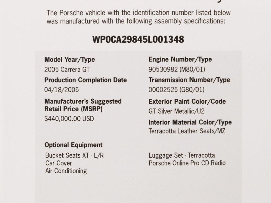 2005 Porsche Carrera GT