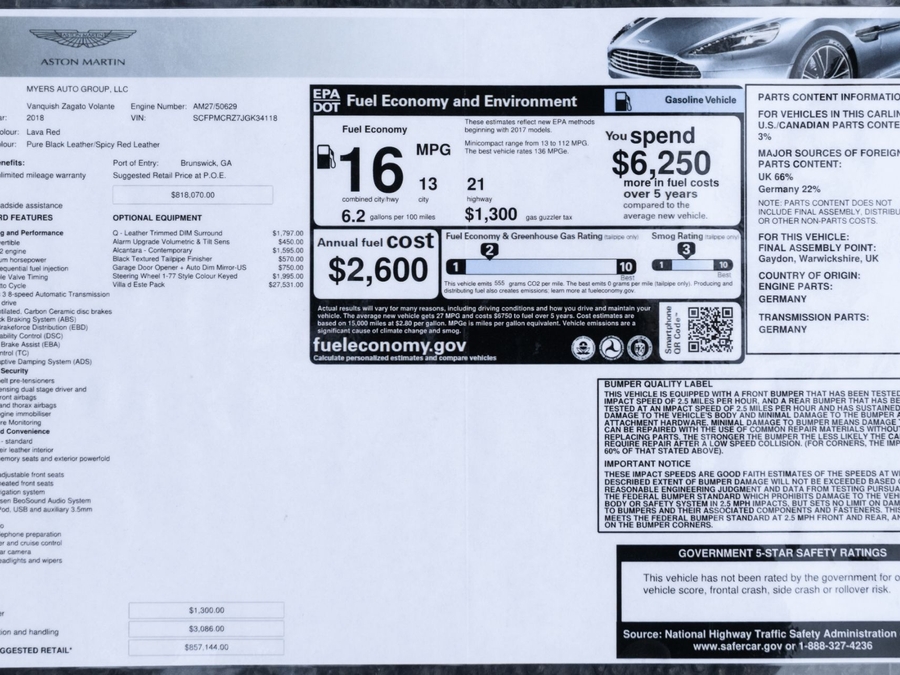 2018 Aston Martin Vanquish Zagato Volante
